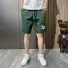 Pantalones rectos finos de verano para hombre, shorts deportivos modernos y guapos con cordón, shorts de seda helada para hombre, modernos