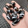 Ágata de Seda Preta e Branca Entrelaçada Contas de Jade Ágata Marrom Pulseira Colar Acessórios Lutong