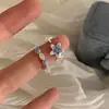 Anel Estrela Azul de Alta Qualidade para Mulheres, Luxo Acessível, Romântico Elegante Francês, Anel Aberto Versátil, Tendência de Anel para Dedo Indicador de Nicho