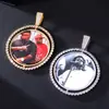 Hip-Hop Europeu e Americano Transfronteiriço Cobre Incrustado Zircônia Pingente de Foto Grande Redondo Rotativo Moldura de Foto Comemorativa Colar Masculino Personalização