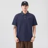 Estilo Nuevo Verano 2026 Camisa Polo de Manga Corta para Hombre con Retazos y Aspecto Vintage Lavado