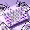 Llavero de Teclado Mecánico Mini de Dibujos Animados Sanrio 26 Teclas Botón de Descompresión Transparente Colgante para Mochila Regalo Creativo