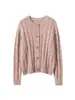 Cárdigan 100% cachemir puro para mujer, suéter de punto de cuello redondo, top casual holgado de otoño e invierno, abrigo grueso, cálido