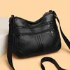 Bolso bandolera grande de cuero PU suave, simple y versátil para mujer, bolso de hombro versátil de cuero lavado ligero, bolso de mamá
