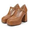 Zapatos Mary Jane de Tacón Grueso para Comercio Exterior Transfronterizo 2026, Tallas 33-50, Plataforma de Talla Grande, Zapatos de Salón a la Moda