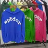 Original éxito de taquilla de ultramar 450G sudadera con capucha de terciopelo para pastel grueso para hombre estampado de espuma araña sudaderas Sp5der