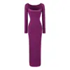Conjunto de dos piezas con empalme de encaje puramente sensual con falda larga de abertura, vestido elegante de otoño ajustado a la cintura, manga larga, bodycon para mujer