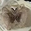 Nuevo Clip de Agarre de Seersucker con Mariposa de Pedrería y Gipsofila de Verano Moda Coreana Disco para el Cabello con Parte Trasera para Atar Clip de Tiburón para el Cabello