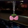 Colgante Creativo Lindo de Doble Corazón con Pedrería para Espejo Retrovisor de Coche Adorno Colgante para Coche Corazón de Arcilla con Pedrería