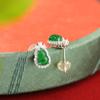 Pendientes Yuebao de plata de ley S925 con diseño retro de calabaza Fulu y jade, elegantes pendientes blancos de moda nacional que combinan con todo.