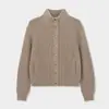 Shi Jian ACME Malha Canelada Vertical com Mistura de Pelo de Coelho Cardigan Feminino Outono Inverno Solto Macio Fofo Suéter Casaco 22879