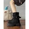 Botas Melard Cano Curto Estilo Martin para Mulheres Outono e Inverno 2025 Novo Estilo Marrom Estilo Britânico Retrô Bico Redondo Botas de Solado Grosso