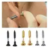 Exquisitos Aretes de Tornillo de Acero Inoxidable, Aretes de Acero de Titanio, Joyería para Oreja con Cabeza Redonda y Barra Recta, Accesorios para Piercings Corporales, Estilo de Línea