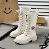 Botas Martin femininas, nova coleção outono/inverno, estilo britânico, botas longas de cano alto, com detalhe de corrente em formato de coração, sola macia, antiderrapante, botas de couro infantis, estilo doce e cool