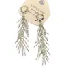 Pendientes largos de metal plateados con borlas exageradas, hebillas para las orejas, elegantes, de lujo, de alta gama, con diseño de nicho, combinables para mujer.