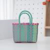 Bolsa de Cesta de Piquenique Tecida Color-Block Personalizada Ins Trendy Versátil Colorida Contraste Bolsa de Mão Praia Bolsa Feminina