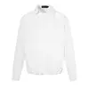Camisa de manga larga con cuello en V profundo y bloques de color, de dos piezas falsas para hombre, estilo high street moderno, camisa de meter con cuello de solapa, holgada y casual para primavera y otoño