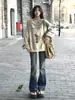 Sudadera Trendy de Estilo Americano con Hombros Descubiertos de Manga Larga para Mujer, Nueva para Primavera y Otoño, Holgada, Casual, Versátil, Delgada, Dulce-Cool