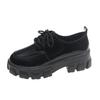 Zapatos pequeños de cuero estilo británico de suela gruesa para mujer 2024 Nuevos mocasines de tacón grueso para mujer Zapatos de plataforma con cordones de punta redonda para mujer Estilo japonés Jk