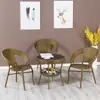 Conjunto de Mesa e Cadeiras para Varanda Externa, Conjunto de Três Peças de Cadeira de Rattan, Mesa Pequena, Mesa de Centro, Cadeira de Lazer com Encosto, Cadeira para Pátio Externo