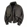 Chaqueta de Piloto Estilo Americano para Hombre, Tendencia Primavera y Otoño, Holgada, Cuello Alto