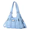 Bolso de Hombro para Mujer Yoroooi Versátil Europeo y Americano Streetwear Bolso de Hombro Lavado Diario Práctico Vintage Lavado