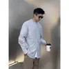 Nova Estilo Primavera e Outono Simples, Elegante e Leve Camisa de Manga Longa com Gola Alta para Homens, Camisa Casual Popular Slim para Homens
