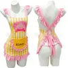 Uniforme de maid a rayas dulce y seductor de tienda de conveniencia, COS de deseo puro, atuendo de maid con tiras de volantes de pequeño chef