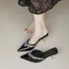 Otoño 2025 Nuevos Zapatos de Mujer Europeos y Americanos de Moda Baotou con Tacón Alto Fino de Punta talla grande Usar Cómodos y Libres para los Pies