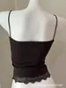 Tiro real Otoño Invierno Felpa Cálida Ribete de Encaje Camisola Chaleco Pequeño Correas Finas Copas Integradas Ropa Interior Ropa Exterior Top