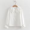 8638-59 Chaleco de Punto Japonés Color Fresco Pequeño Botón Cuello de Muñeca Traje de Dos Piezas para Mujer