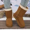 Botas de Nieve de Invierno con Forro de Terciopelo Estilo Étnico con Cinta Tejida de Media Caña Cálidas Antideslizantes Suela Gruesa Tallas Grandes Comercio Exterior para Mujer