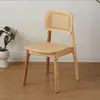 Silla de comedor nórdica de madera maciza para restaurante y casa de huéspedes, silla sencilla de ocio para sala de estar con respaldo, silla moderna tejida de ratán