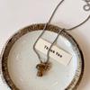 Nuevo collar con colgante de seta de dibujos animados, piedra natural, ojo de tigre, cadena de lana de acero de titanio para parejas, accesorios de alta calidad, cadena de collar