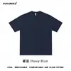 Camiseta de algodón puro de doble hilo de peso pesado de 260 g con hombros caídos, corte holgado, cuello redondo, top casual de manga corta de color liso, chaleco simple de manga corta