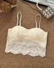 Camisola de Encaje Francés de Talla Grande con Espalda Hermosa para Mujer con Almohadillas de Sujetador Incorporadas, Ropa Interior Sujetador Wrap Delgada y Sexy