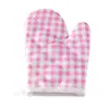 Novas Luvas de Isolamento Anti-Alta Temperatura para Micro-ondas Infantil com Estampa Xadrez Vermelho Luvas Anti-Queimadura para Forno de Cozinha Venda por Atacado