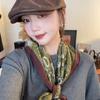 Bufanda de Cuello Versátil Casual y Artística Estilo Coreano, Pañuelo Cuadrado, Bufanda Decorativa, Chal con Patrón de Espiga de Terciopelo para Ropa de Abrigo