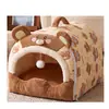 Casa Impermeable Cerrada Curva para Mascotas Otoño e Invierno para Perros Pequeños y Medianos, Cama Cálida Desmontable y Lavable para Perros y Gatos Venta al por Mayor