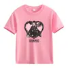 Comercio Exterior Americano Verano Pesado Color Sólido Estampado de Letras Algodón Manga Corta Camiseta Manga Media Ropa para Clase Padre-Hijo Ropa para Niños