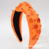 Diadema de Tela Nueva Europea y Americana para Halloween con Pedrería Combinada con Accesorios de Acrílico de Calabaza Nudo Moda Accesorio para el Cabello de Ala Ancha