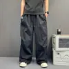 Pantalones Paracaídas de Bolsillo Pleatados Estilo Americano para Hombres y Mujeres, Pantalones de Pierna Ancha Primavera y Verano, Color Sólido, Ligeros, Holgados Casuales Largos
