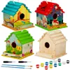 Casa de Pájaro para Pintar de Madera Maciza para Niños, Jaula de Pájaros de Madera, Admite Personalización, Casa de Pájaros para Exteriores, Jaula para Colibríes
