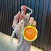 Pingente de chaveiro de corrente de pérolas com espiga de milho, chaveiro fofo de milho para casais, chaveiro para carro e bolsa
