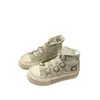 Zapatos de Lona con Velcro Estilo Hong Kong Vintage Nuevo Otoño 2024 Zapatos de Plataforma de Lona Zapatos de Lona Altos Diseño de Nicho para Mujer