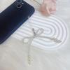 Nova moda simples ins estilo Pérola arco pingente saco chaveiro decoração personalizado cadeia caso de telefone