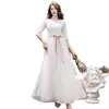 Elegante Vestido Blanco de Noche para Banquetes, Atuendo de Anfitriona y Dama de Honor, Vestido de Compromiso con Clase y un Toque de Lujo de Hada