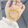 Pulsera de Cinta Floral con Acabado Cepillado Dorado Arena, Pedrería de Puntos Rojos y Blancos, Chapado en Oro Cobre, Joyería Artística Retro Estilo Chino Vintage para Mujer