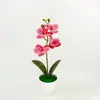 Orquídea Phalaenopsis Artificial 4 Flores Paisagem Decoração de Casa Flores Artificiais em Vaso Flores Falsas Arranjo para Fotografia Planta Artificial Verde Vaso Pequeno