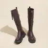 Botas Longas para Mulheres 2026 Outono e Inverno Nova Moda Estilo Retro Maillard Botas Longas Uso em Duas Vias Botas Martin Botas de Equitação Ocidental